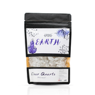 Packaged clear quartz with Epoke Earth branding on a white background